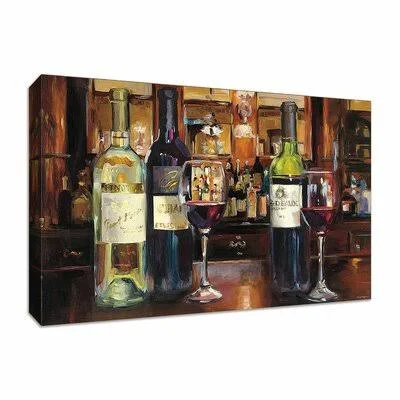 &A Reflection of Wine& Framed Acrylic Painting Print Fleur De Lis Living Format: Wrapped Canvas, Size: 38x22 H x 57x22 W x 1.5x2