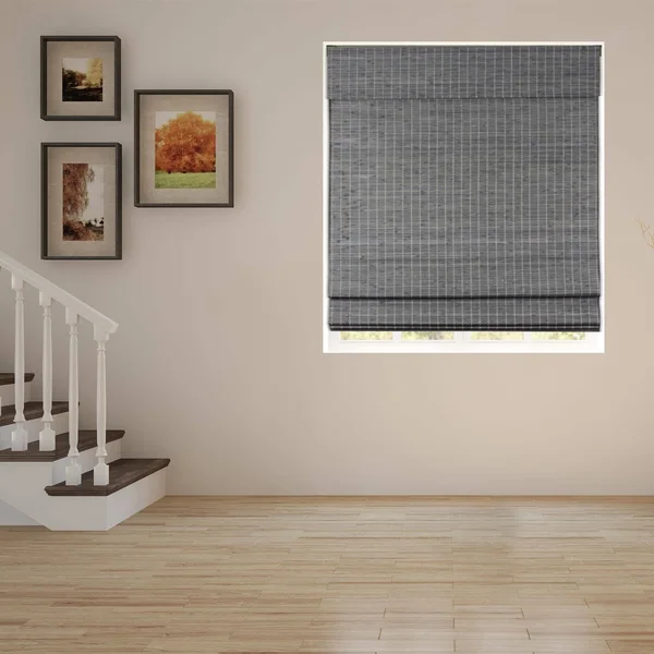 Arlo Blinds Semi-Privacy Grey-Brown Bamboo Roman Shades with 60 inch Height - 31x22W x 60x22H