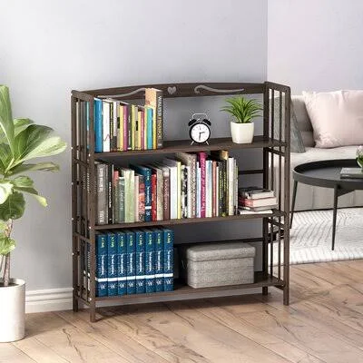 Lemond Multi-Tier Retro Style Rustic Industrial Bookshelf Bookcases Display Decor Accent Wood Shelves Lark Manor Size: (3 Shelve
