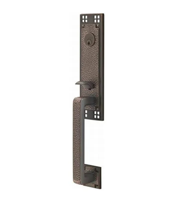 Emtek 4811BAUS15LH Arts & Crafts Handleset with Single Cylinder Deadbolt and Door Knob/Lever and Rosette Interior Knob/Lever