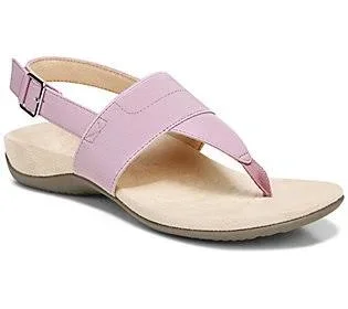 Vionic Adjustable T Strap Sandals - Danita - Size 9-1/2 Wide, Vintage Mauve