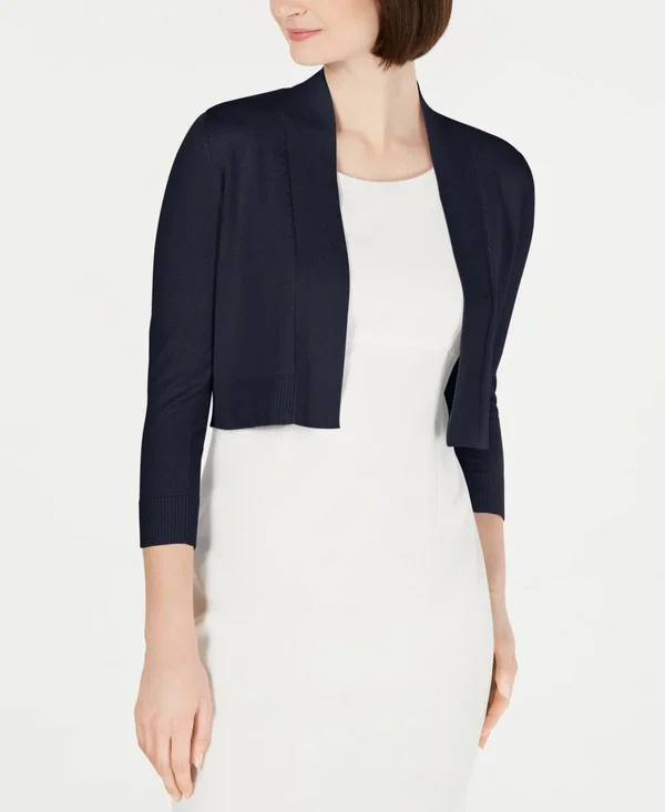 Calvin Klein Cropped Open-Front Cardigan - Indigo