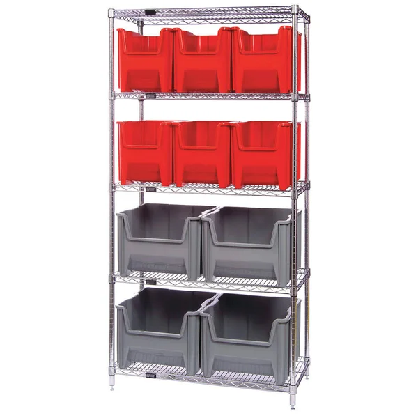 Quantum Storage Systems Wr5-600800bl Bin Shelving - WIRE, 36x18, 10 Bins, Blue