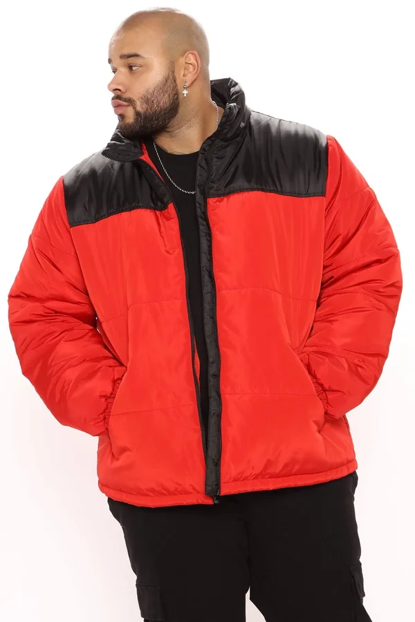 Mens Kellen Puffer Jacket in Red Size X-Large by Fashion Nova