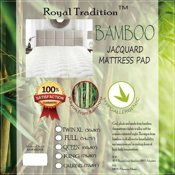 Bamboo Mattress Pad Topper Plush Jacquard King