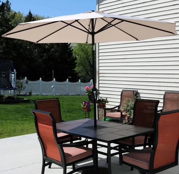 Sunnydaze Aluminum 9 Foot Patio Umbrella with Tilt & Crank - Beige