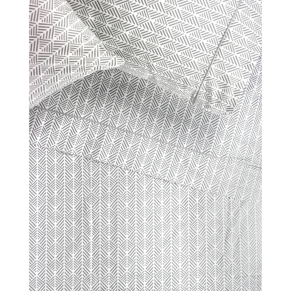 Cotton 400 Thread Count Grey Arrow Embroidered Sheet Set Twin