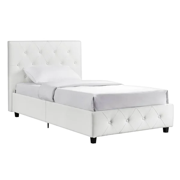 DHP Dakota Upholstered Faux Leather Platform Bed - Twin, White