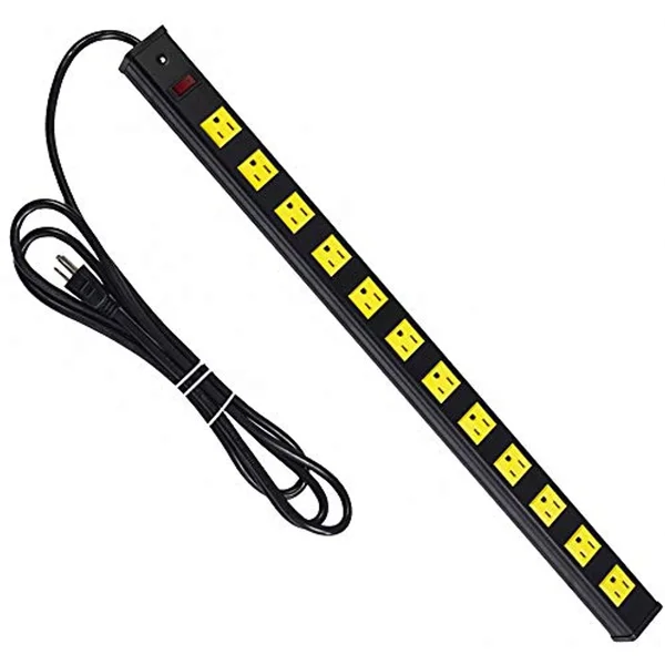 12 Outlets Heavy Duty Metal Socket Power Strip - OviiTech 6-Foot Long Extension Cord with Circuit Breaker. Mounting Brackets Inclu