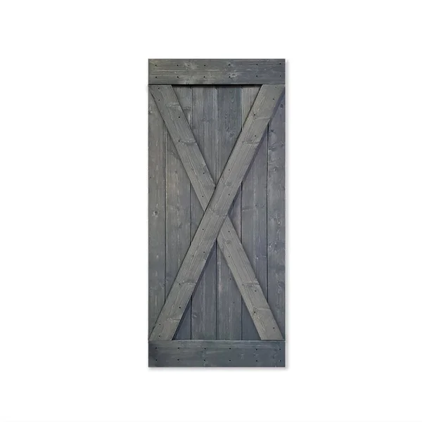 CALHOME 38 in. x 84 in. x Series Gray Knotty Pine Wood Interior Sliding Barn Door Slab