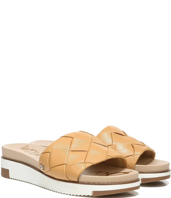 Sam Edelman Adaley Woven Slide Sandal Bright White Leather
