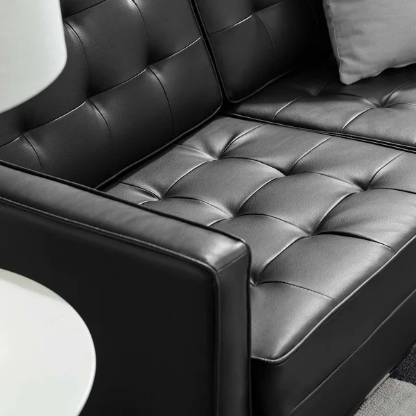 Modway Loft Tufted Upholstered Faux Leather Loveseat - Silver Gray
