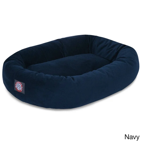 Majestic Pet Suede Bagel Dog Bed - Navy, 24-in