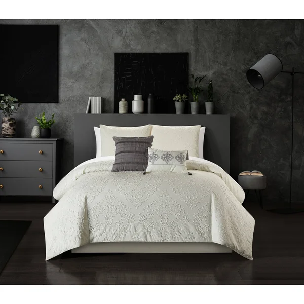 Chic Home Mya 5-Piece Embossed Comforter Set, King, Brick Red