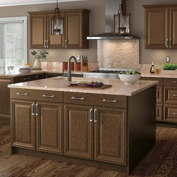Hampton Bay Benton Assembled 21x34.5x24 in. Base Cabinet with Soft Close Full Extension Drawer in Butterscotch