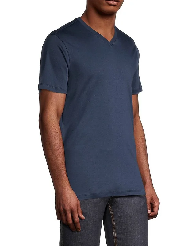 Robert Barakett Men's Pima Cotton V-Neck T-Shirt in Monument Grey