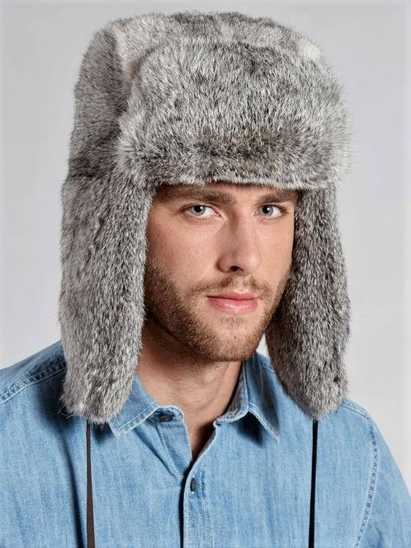 Rabbit Trapper Hat 2XL, Grey
