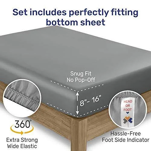 Everyday Soft Sateen 6pcs Sheet Set King - Dark Gray, Sheet Set - 100% Cotton - 400 Thread Count