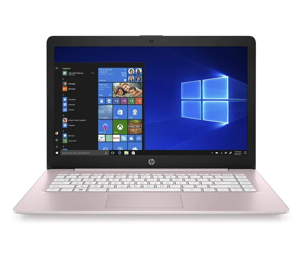 HP Stream 14-ds0040nr 14″ Notebook - A4 -9120e 1.5 GHz - 4 GB RAM - 32 GB SSD - Rose Pink/Champagne Pink Keyboard Frame/Vertical