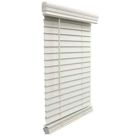 Cordless 2 inch Faux Wood Blinds - Venetian Horizontal Blinds Window Partial Inside Mount White, 38.5 inch W x 64 inch H, Size: 3