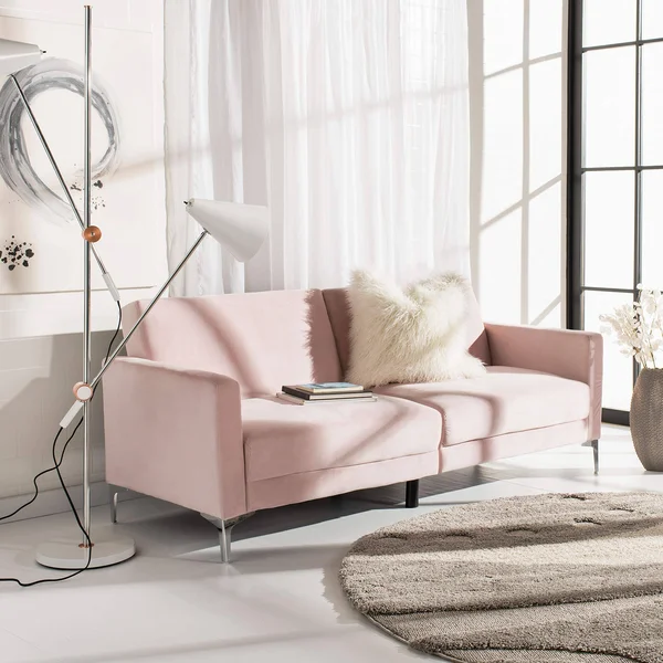 Safavieh Chelsea Foldable Futon Bed - Blush, Chrome