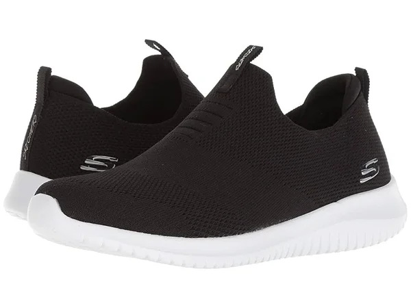Skechers Women's Ultra Flex First Take Slip on Sneaker, Black/White