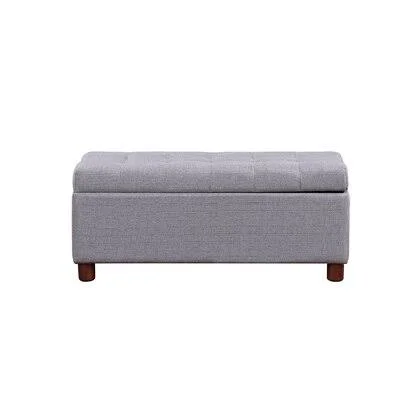 39'' Storage Bench Tufted Linen Fabric Ottoman Storage Bench Latitude Run Color/Pattern: Gray