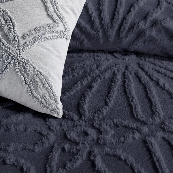 Peri Chenille Medallion Comforter Set, King - White