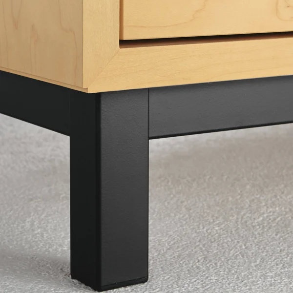 Room & Board, Modern Copenhagen One-Drawer Nightstand Made from Taupe Wood, Black Pulls w/ Natural Steel Base
