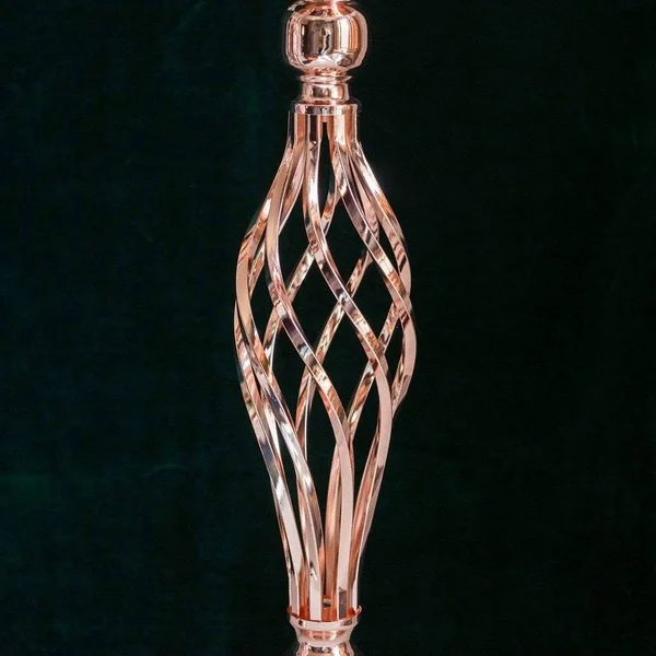 Balsacircle 2 Pcs 26 inch Tall Rose Gold Metal Candle Holder Vase Centerpieces, Pink