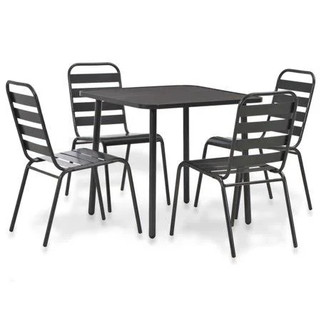 5 Piece Outdoor Dining Set Steel Dark Gray - Men's, Size: 16.5