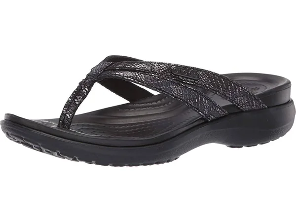Crocs Women's Capri Strappy Flip Flops - Black