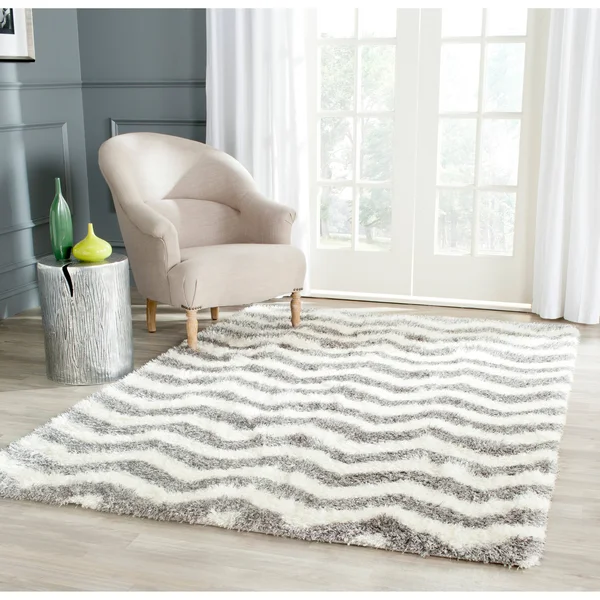 Safavieh Montreal Shag SGM846B 5&3x22 x 7&6x22 Ivory, Grey Area Rug