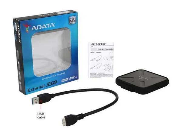 ADATA Durable 256 GB External SSD - SD700 - USB 3.1 Gen 1