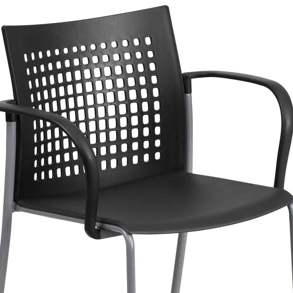 Hercules Series 551 lb. Capacity Black Stack Chair with Air-Vent Back and Arms - Flash Furniture