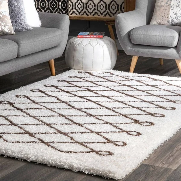 nuLOOM Stasia Diamond Shag Baby Pink 3 ft. x 8 ft. Runner Rug