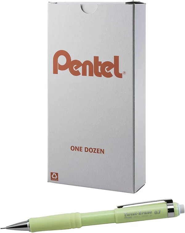 Pentel Twist-Erase III Mechanical Pencil, 0.7mm, Celadon Green Barrel, 12 Pack