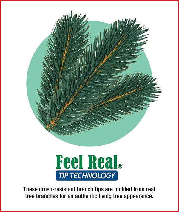 National Tree Company - 7.5ft. Feel Real Down Swept Douglas Fir Pencil Slim Hinged Tree with 350 Clear Lights
