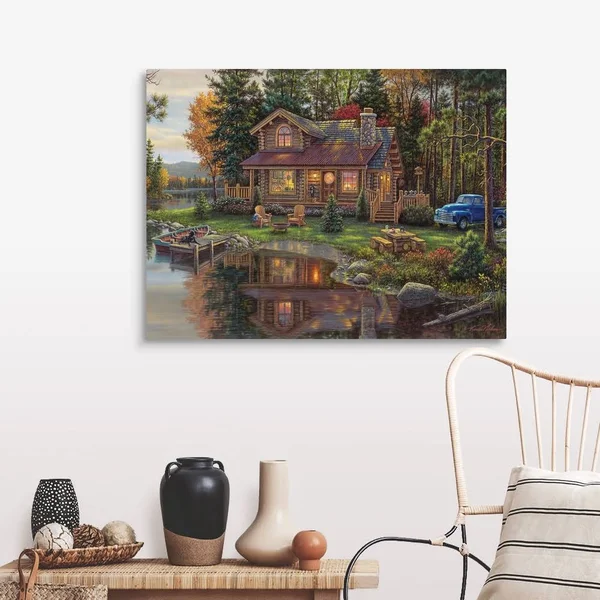 Peace Like A River Cabin, Canvas Wall Art, 40x30, Great Big Canvas