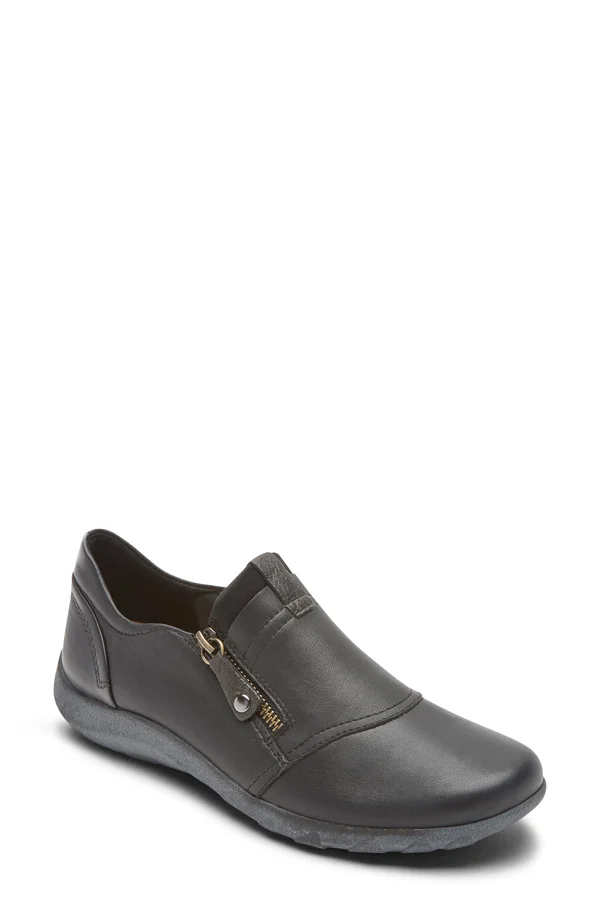 Rockport Women's Cobb Hill Amalie Zipper Slip-On, Size: 10, Black Leather