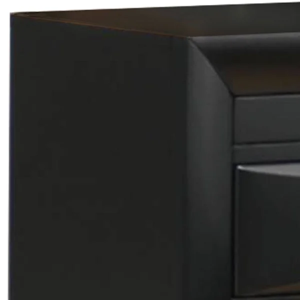 Saltoro Sherpi Three Drawers Wooden Nightstand with Knob Pulls - Black