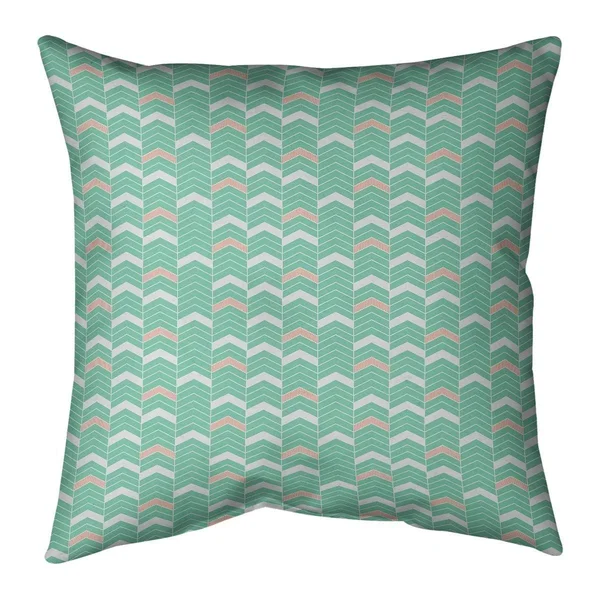 Porch & den Athens Two-Tone Lined Chevrons Throw Pillow - 16 x 16 - Green & Orange - Faux Suede