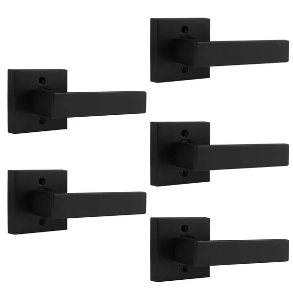 Probrico [Pack of 5]Door Lever Dummy Lever Door Handle for Closets French Doors, Square Dummy Door Lever, Non-Turning Single Side