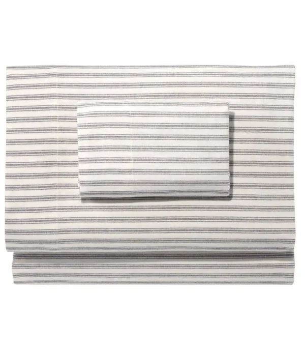 Ultrasoft Comfort Flannel Sheet Set - Stripe Gray Queen Size, L.L.Bean