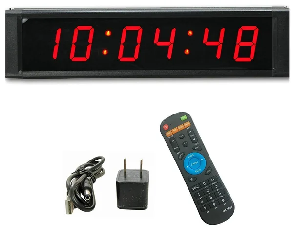 Ganxin Multifunctional 1'' High 6 Digits LED Wall Clock - with Countdown/up Digital Timer, 12/24-hour Real Time Clock, Stopwatch