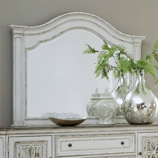 Liberty Furniture Industries Magnolia Manor 2 Mirrored Door 4 Drawer Dresser, Women's, White