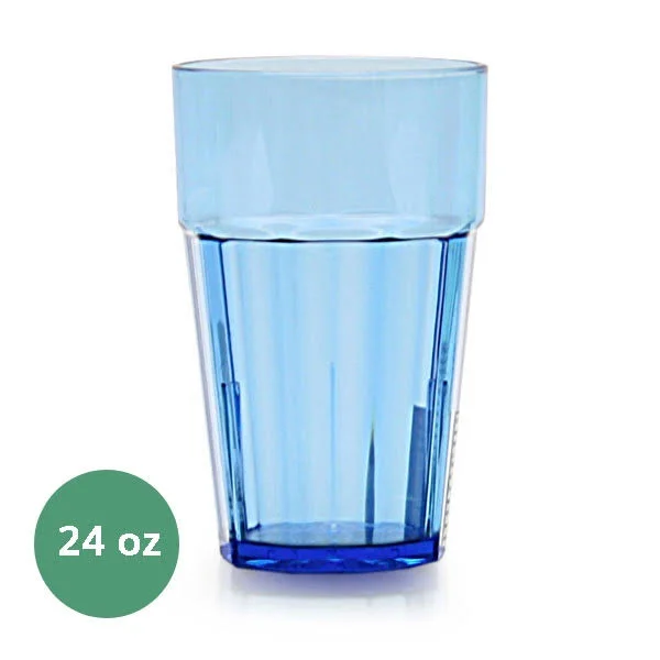 24 oz - Diamond Tumbler, Polycarbonate, Blue, Pack of 6, 4 Packs