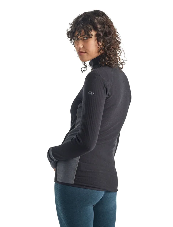 Icebreaker Women's Descender LS Zip Top - Xs - Black, Monsoon