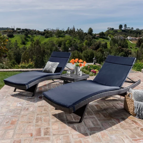 Rio Vista 3 Piece Chaise Lounge Set with Cushions, Green