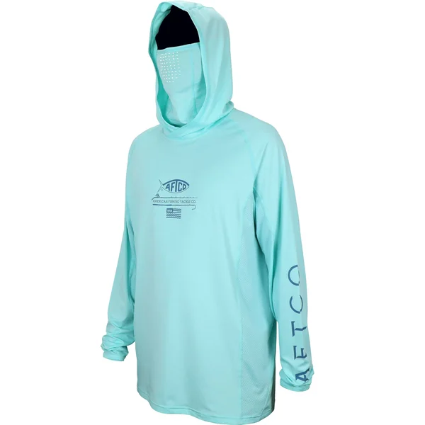 AFTCO Barracuda Geo Cool Fishing Hood & Mask - Bahama Heather - S
